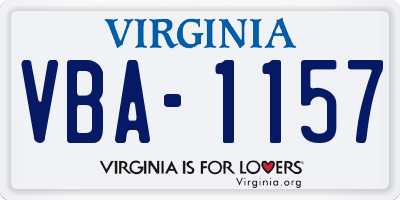 VA license plate VBA1157