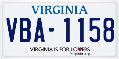 VA license plate VBA1158