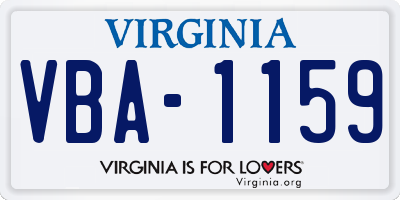 VA license plate VBA1159