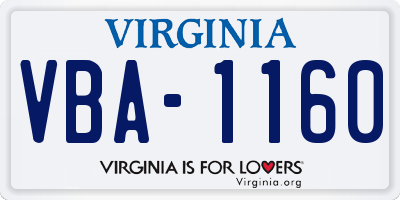 VA license plate VBA1160