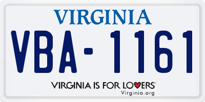 VA license plate VBA1161
