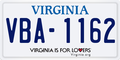 VA license plate VBA1162