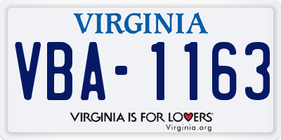 VA license plate VBA1163