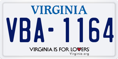 VA license plate VBA1164