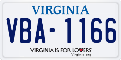 VA license plate VBA1166