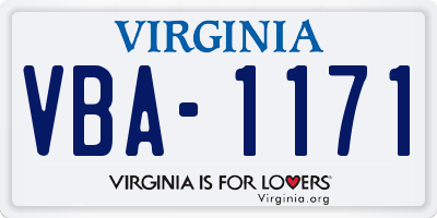 VA license plate VBA1171