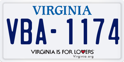 VA license plate VBA1174