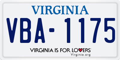 VA license plate VBA1175