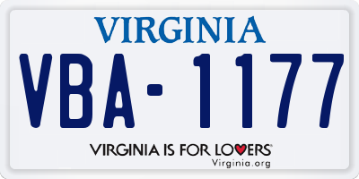 VA license plate VBA1177