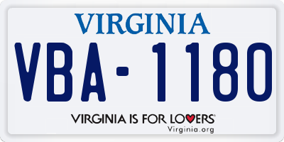 VA license plate VBA1180