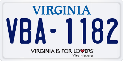 VA license plate VBA1182