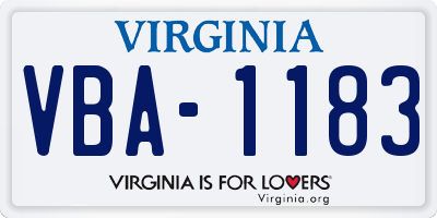 VA license plate VBA1183