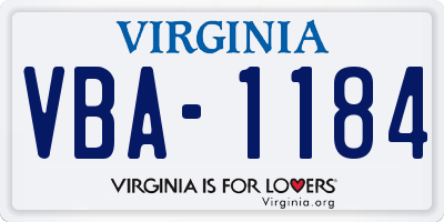 VA license plate VBA1184