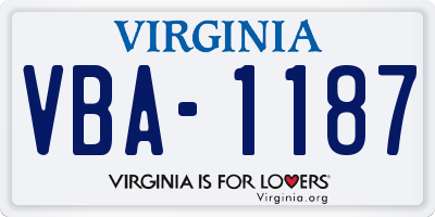VA license plate VBA1187