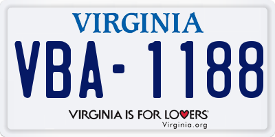 VA license plate VBA1188