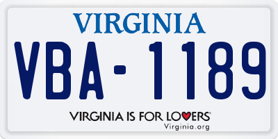 VA license plate VBA1189