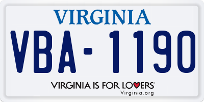 VA license plate VBA1190