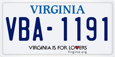 VA license plate VBA1191