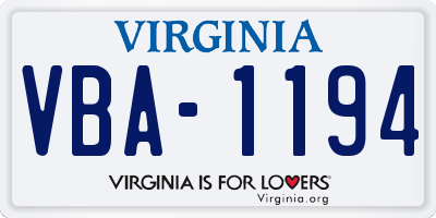 VA license plate VBA1194