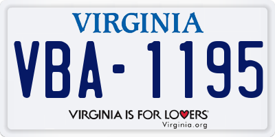 VA license plate VBA1195