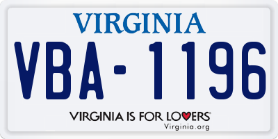 VA license plate VBA1196