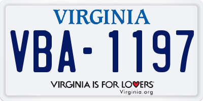 VA license plate VBA1197