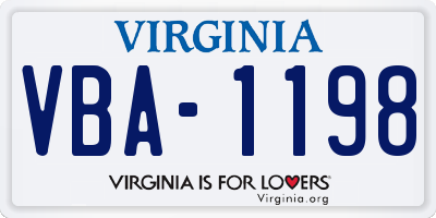 VA license plate VBA1198