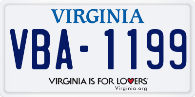 VA license plate VBA1199