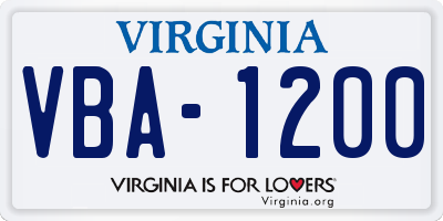 VA license plate VBA1200
