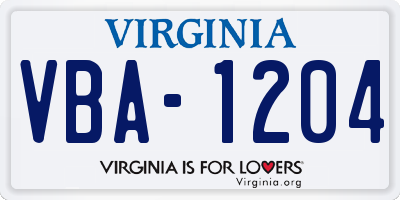 VA license plate VBA1204