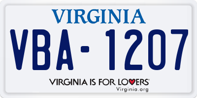 VA license plate VBA1207