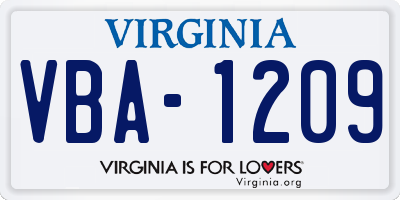 VA license plate VBA1209