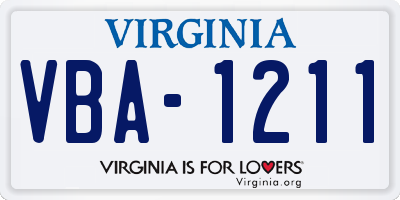VA license plate VBA1211