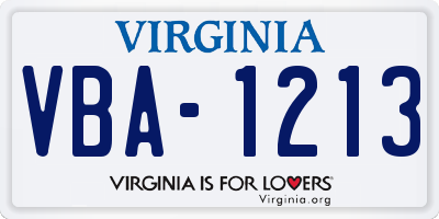 VA license plate VBA1213