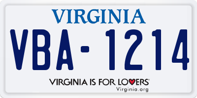 VA license plate VBA1214