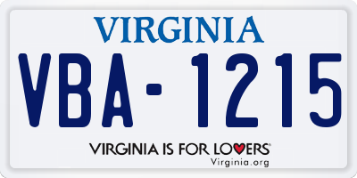 VA license plate VBA1215