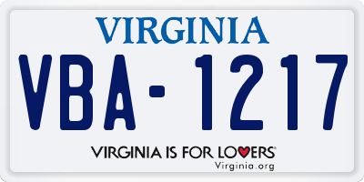 VA license plate VBA1217