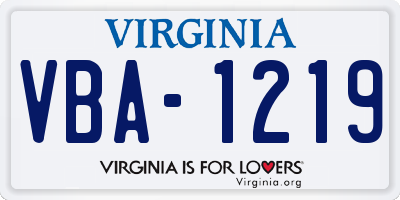 VA license plate VBA1219