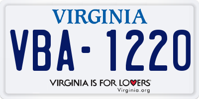 VA license plate VBA1220