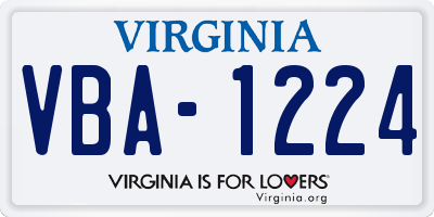 VA license plate VBA1224