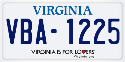 VA license plate VBA1225