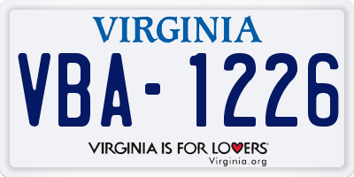 VA license plate VBA1226