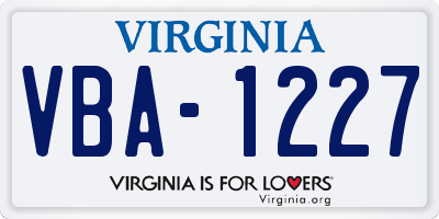 VA license plate VBA1227