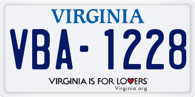 VA license plate VBA1228