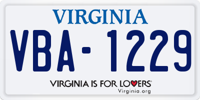 VA license plate VBA1229