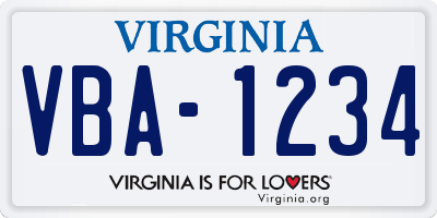 VA license plate VBA1234