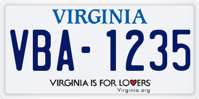 VA license plate VBA1235