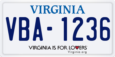 VA license plate VBA1236
