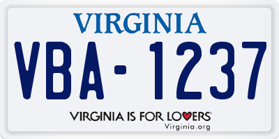 VA license plate VBA1237