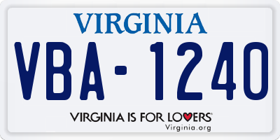 VA license plate VBA1240